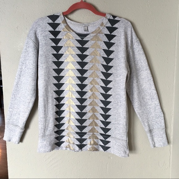 J CREW ||Vintage Sweatshirt In Metallic Triangles - Picture 5 of 8